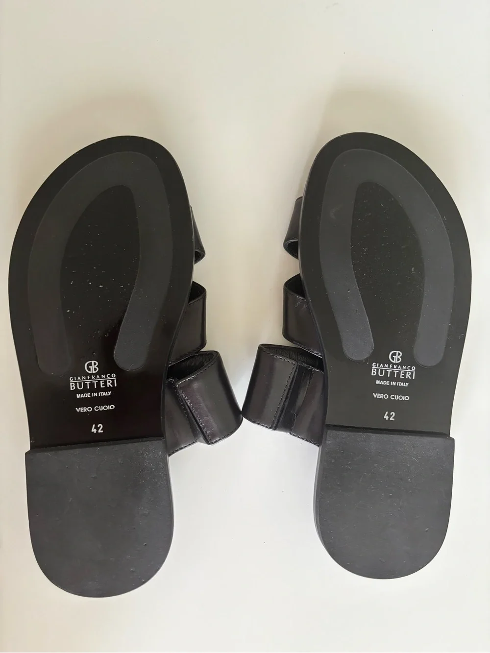 Men's Black Leather Cross-Strap Slide Sandals Gianfranco Butteri
